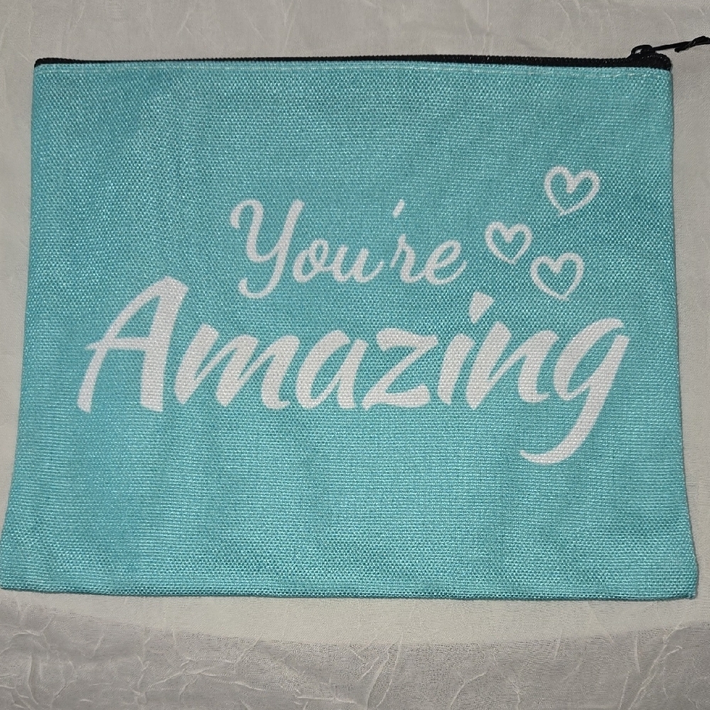 Aqua Pouch with Inspirational Print